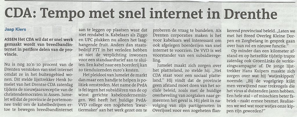 Tempo met snel internet in Drenthe