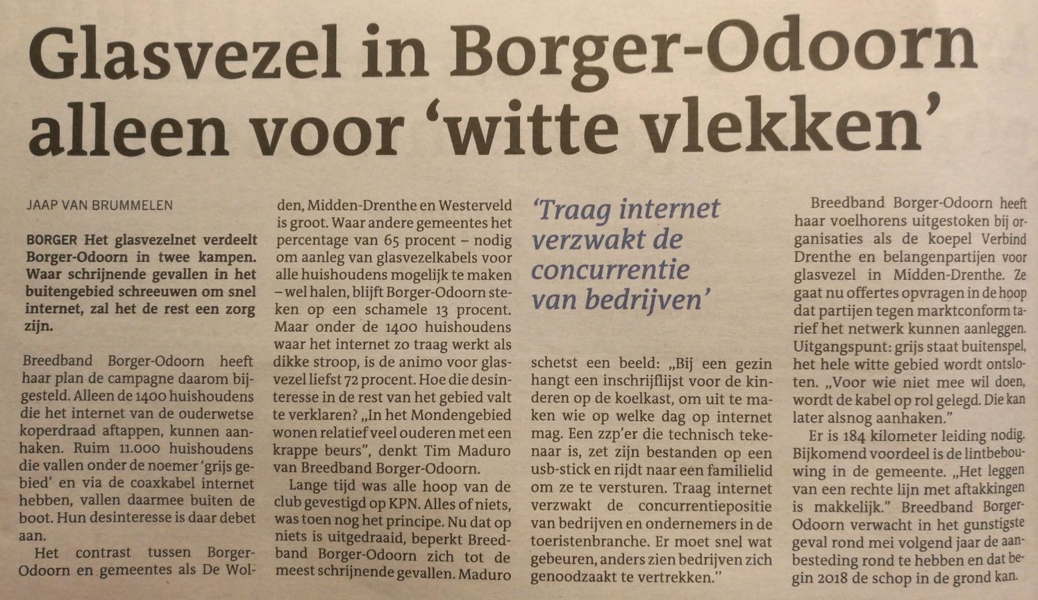 Schrijnende gevallen met internetverbinding in Borger-Odoorn